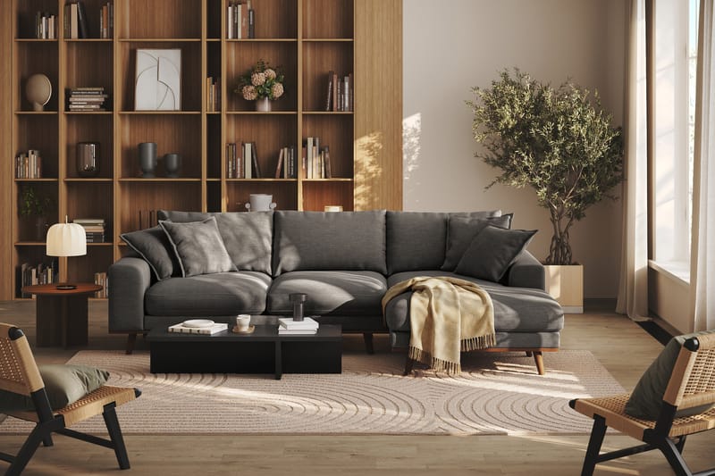 Copenhagen Premium 4-sits Högervänd L-formad Djup Divansoffa i Tyg - Mörkgrå - Möbler - Vardagsrum - Soffor - Divansoffa & schäslong
