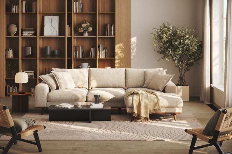 Copenhagen Premium 4-sits Högervänd L-formad Djup Divansoffa i Chenille - Beige - Möbler - Vardagsrum - Soffor - Divansoffa & schäslong