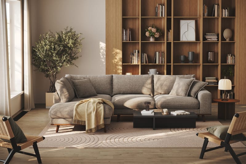 Copenhagen Premium 4-sits Vänstervänd L-formad Djup Schäslongsoffa i Chenille - Brun - Möbler - Vardagsrum - Soffor - Divansoffa & schäslong