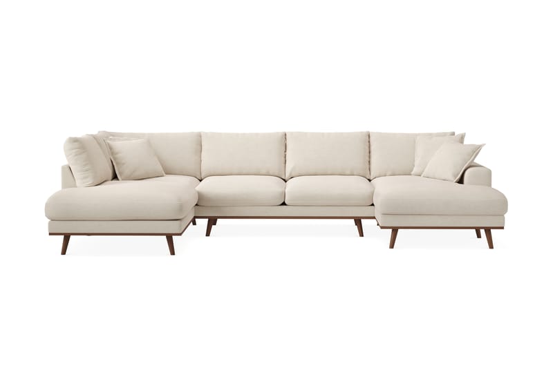 Copenhagen Premium 5-sits Högervänd U-formad Djup Soffa med Divan och Schäslong i Tyg - Beige - Möbler - Vardagsrum - Soffor - U-soffor