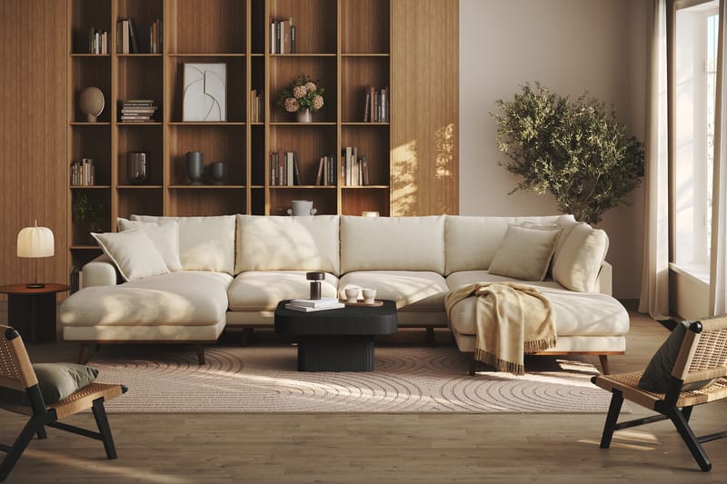 Copenhagen Premium 5-sits Högervänd U-formad Djup Soffa med Divan och Schäslong i Tyg - Beige - Möbler - Vardagsrum - Soffor - U-soffor