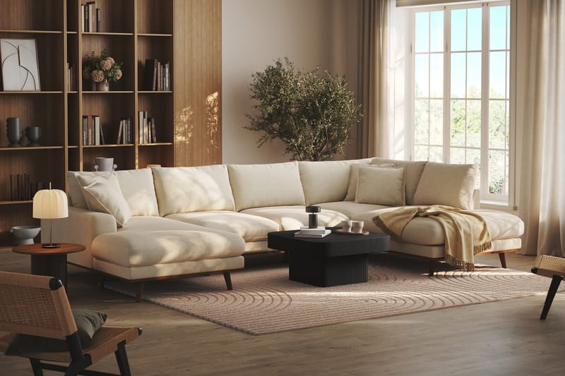 Copenhagen Premium 5-sits Högervänd U-formad Djup Soffa med Divan och Schäslong i Tyg - Beige - Möbler - Vardagsrum - Soffor - U-soffor