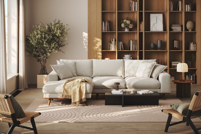 Copenhagen Premium 4-sits Vänstervänd L-formad Djup Divansoffa i Tyg - Ljusbeige - Möbler - Vardagsrum - Soffor - Divansoffa & schäslong