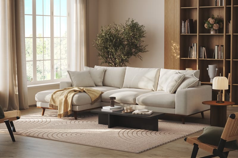 Copenhagen Premium 4-sits Vänstervänd L-formad Djup Divansoffa i Tyg - Ljusbeige - Möbler - Vardagsrum - Soffor - Divansoffa & schäslong