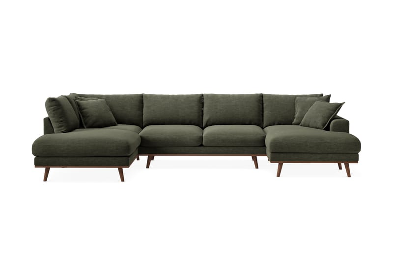 Copenhagen Premium 5-sits Högervänd U-formad Djup Soffa med Divan och Schäslong i Tyg - Grön - Möbler - Vardagsrum - Soffor - U-soffor