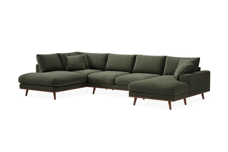 Copenhagen Premium 5-sits Högervänd U-formad Djup Soffa med Divan och Schäslong i Tyg - Grön - Möbler - Vardagsrum - Soffor - U-soffor