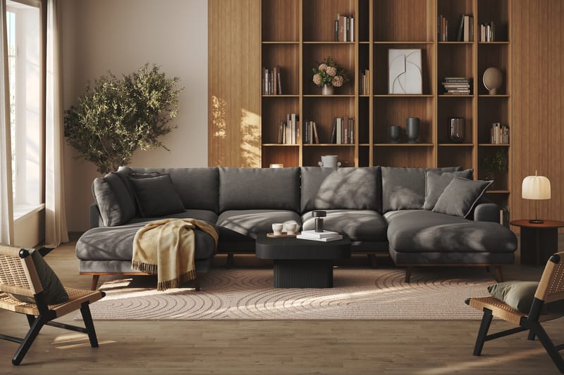 Copenhagen Premium 5-sits Vänstervänd U-formad Djup Soffa med Divan och Schäslong i Tyg - Mörkgrå - Möbler - Vardagsrum - Soffor - U-soffor