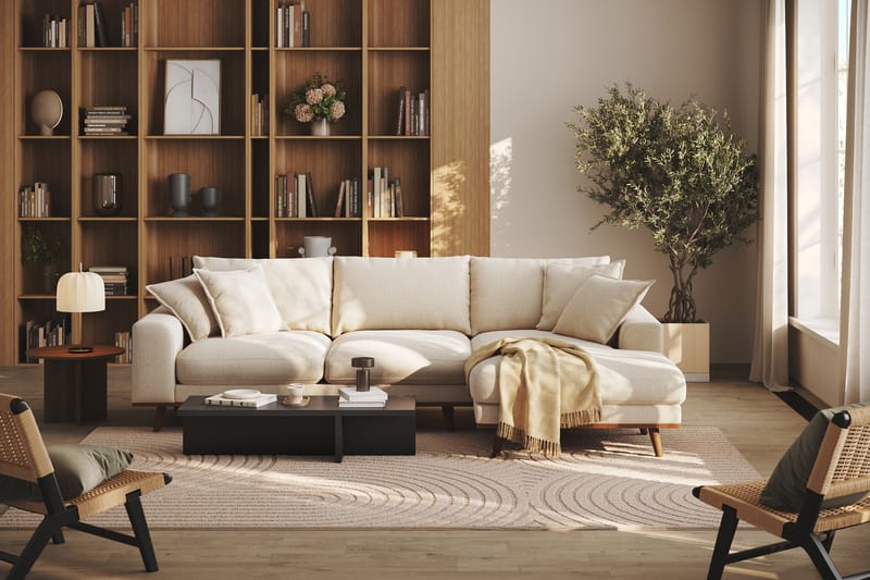 Copenhagen Premium 4-sits Högervänd L-formad Djup Divansoffa i Chenille - Ljusbeige - Möbler - Vardagsrum - Soffor - Divansoffa & schäslong