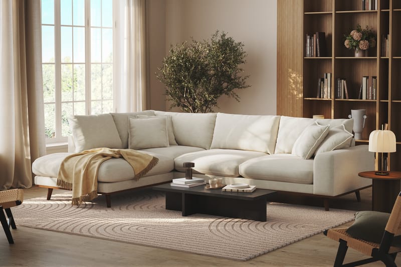 Copenhagen Premium 4-sits Vänstervänd L-formad Djup Schäslongsoffa i Tyg - Ljusbeige - Möbler - Vardagsrum - Soffor - Divansoffa & schäslong