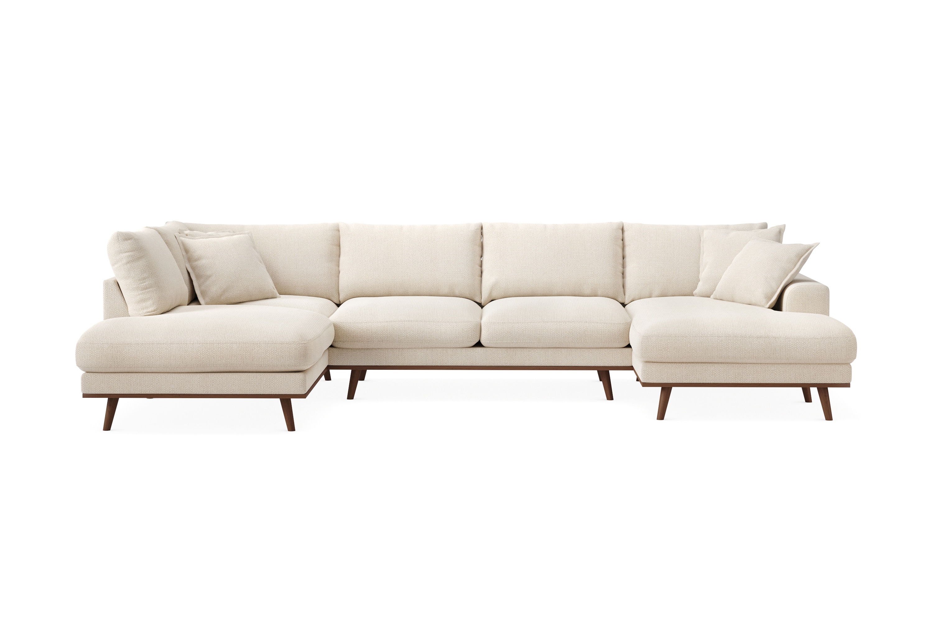 copenhagen premium 5-sits vänstervänd u-formad djup soffa med divan och schäslong i chenille - ljusbeige