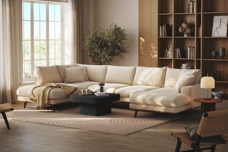 Copenhagen Premium 5-sits Vänstervänd U-formad Djup Soffa med Divan och Schäslong i Chenille - Ljusbeige - Möbler - Vardagsrum - Soffor - U-soffor
