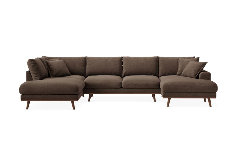 Copenhagen Premium 5-sits Högervänd U-formad Djup Soffa med Divan och Schäslong i Tyg - Brun - Möbler - Vardagsrum - Soffor - U-soffor