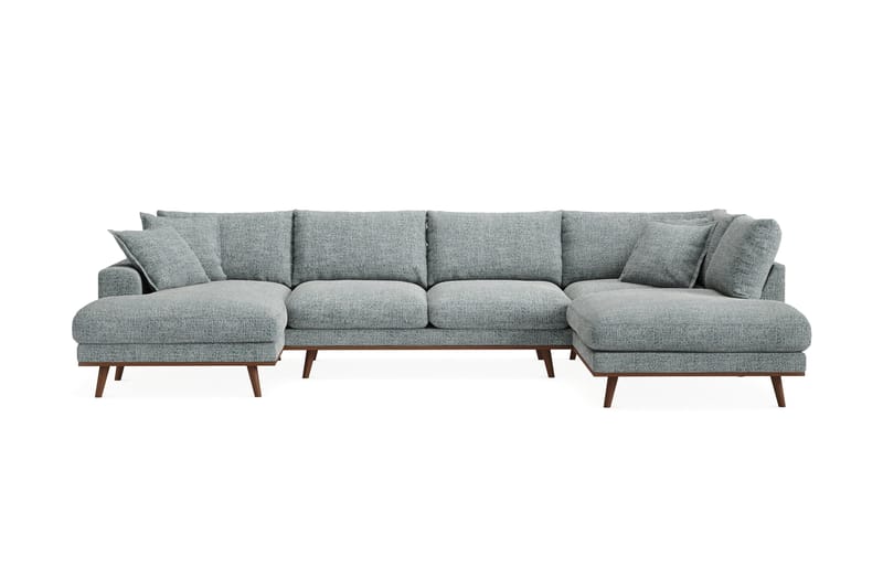 Copenhagen Premium 5-sits Högervänd U-formad Djup Soffa med Divan och Schäslong i Chenille - Grå/Blå - Möbler - Vardagsrum - Soffor - U-soffor