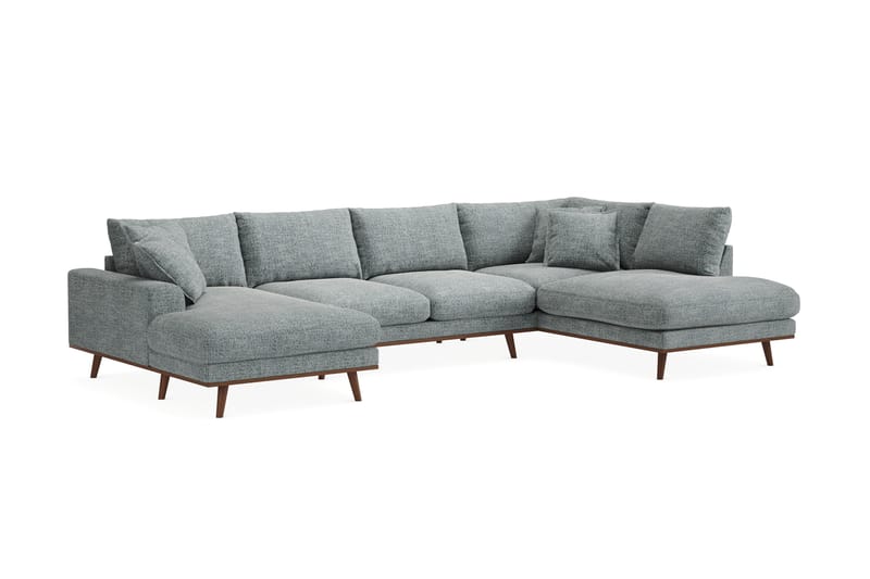 Copenhagen Premium 5-sits Högervänd U-formad Djup Soffa med Divan och Schäslong i Chenille - Grå/Blå - Möbler - Vardagsrum - Soffor - U-soffor