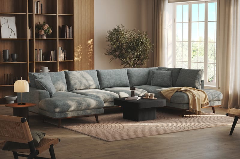 Copenhagen Premium 5-sits Högervänd U-formad Djup Soffa med Divan och Schäslong i Chenille - Grå/Blå - Möbler - Vardagsrum - Soffor - U-soffor