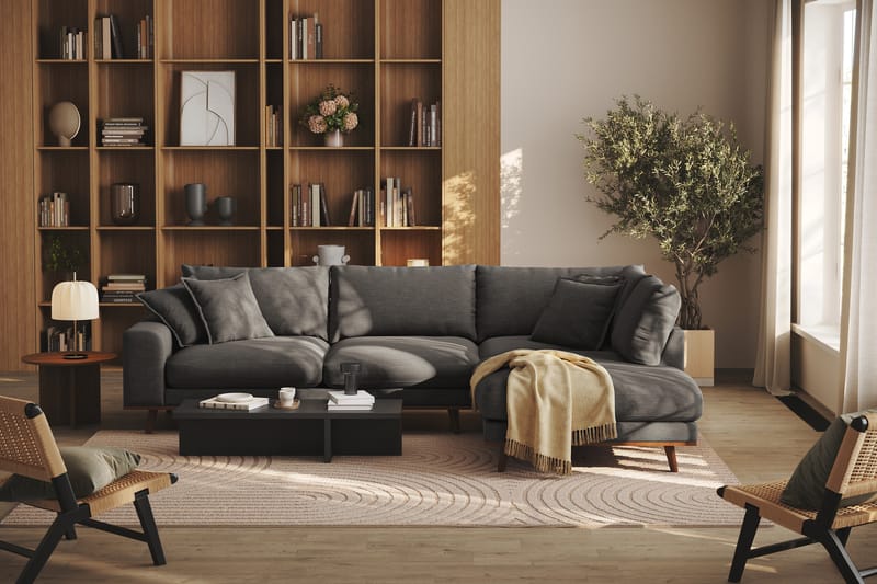 Copenhagen Premium 4-sits Högervänd L-formad Djup Schäslongsoffa i Tyg - Mörkgrå - Möbler - Vardagsrum - Soffor - Divansoffa & schäslong