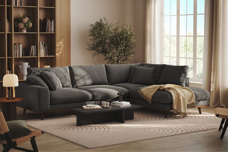 Copenhagen Premium 4-sits Högervänd L-formad Djup Schäslongsoffa i Tyg - Mörkgrå - Möbler - Vardagsrum - Soffor - Divansoffa & schäslong