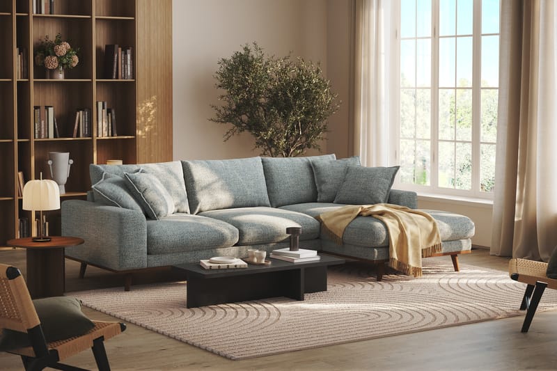 Copenhagen Premium 4-sits Högervänd L-formad Djup Divansoffa i Chenille - Grå/Blå - Möbler - Vardagsrum - Soffor - Divansoffa & schäslong