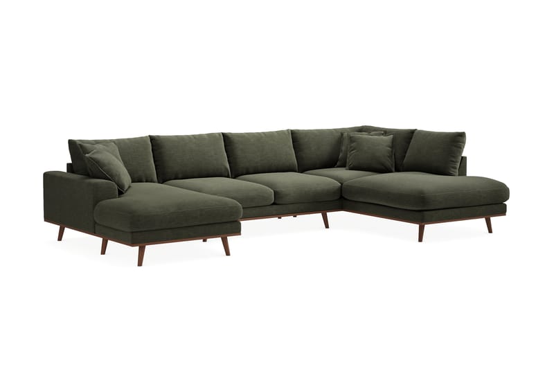 Copenhagen Premium 5-sits Vänstervänd U-formad Djup Soffa med Divan och Schäslong i Tyg - Grön - Möbler - Vardagsrum - Soffor - U-soffor