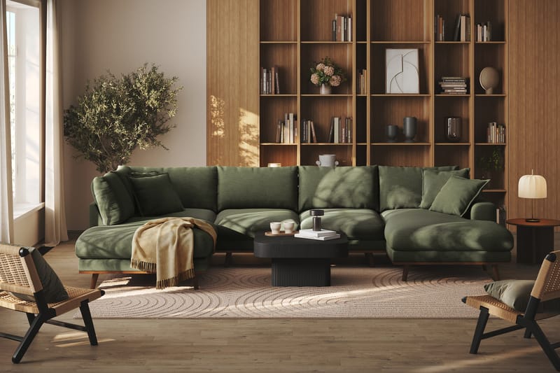 Copenhagen Premium 5-sits Vänstervänd U-formad Djup Soffa med Divan och Schäslong i Tyg - Grön - Möbler - Vardagsrum - Soffor - U-soffor