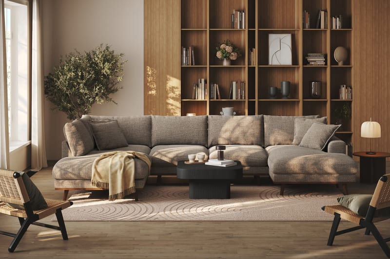 Copenhagen Premium 5-sits Vänstervänd U-formad Djup Soffa med Divan och Schäslong i Chenille - Brun - Möbler - Vardagsrum - Soffor - U-soffor