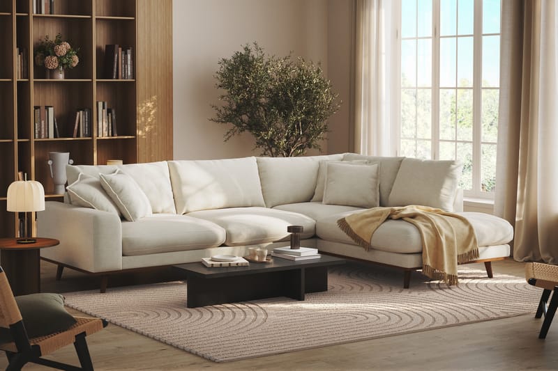 Copenhagen Premium 4-sits Högervänd L-formad Djup Schäslongsoffa i Tyg - Ljusbeige - Möbler - Vardagsrum - Soffor - Divansoffa & schäslong