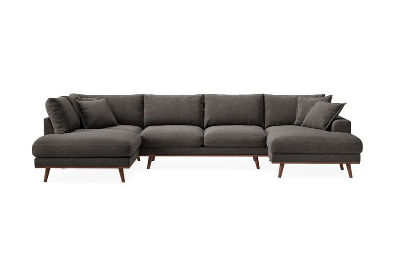 Copenhagen Premium 5-sits Högervänd U-formad Djup Soffa med Divan och Schäslong i Tyg - Mörkgrå - Möbler - Vardagsrum - Soffor - U-soffor