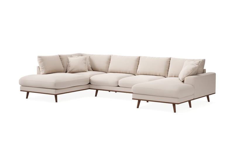 Copenhagen Premium 5-sits Vänstervänd U-formad Djup Soffa med Divan och Schäslong i Bouclé - Ljusbeige - Möbler - Vardagsrum - Soffor - U-soffor