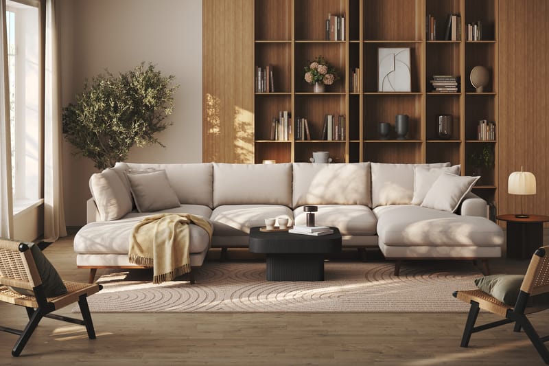 Copenhagen Premium 5-sits Vänstervänd U-formad Djup Soffa med Divan och Schäslong i Bouclé - Ljusbeige - Möbler - Vardagsrum - Soffor - U-soffor