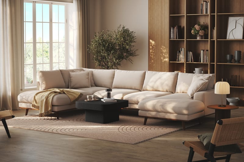 Copenhagen Premium 5-sits Vänstervänd U-formad Djup Soffa med Divan och Schäslong i Bouclé - Ljusbeige - Möbler - Vardagsrum - Soffor - U-soffor