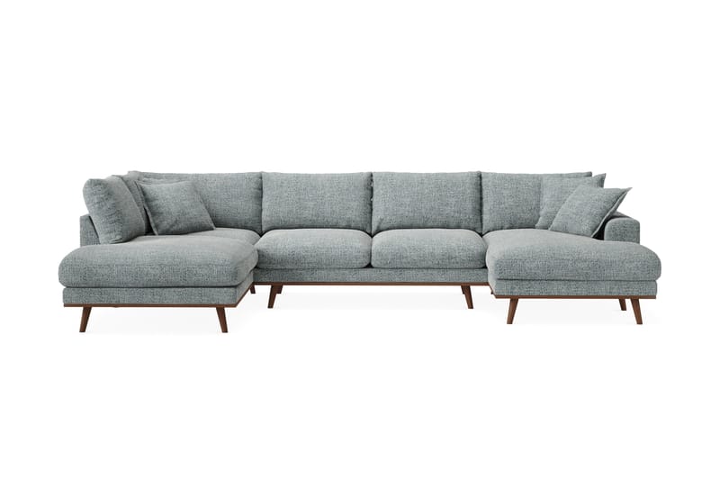 Copenhagen Premium 5-sits Vänstervänd U-formad Djup Soffa med Divan och Schäslong i Chenille - Grå/Blå - Möbler - Vardagsrum - Soffor - U-soffor