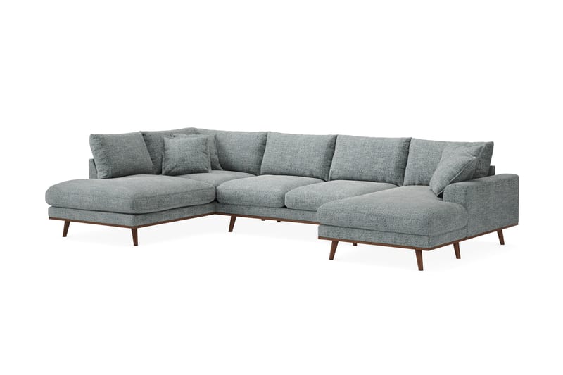 Copenhagen Premium 5-sits Vänstervänd U-formad Djup Soffa med Divan och Schäslong i Chenille - Grå/Blå - Möbler - Vardagsrum - Soffor - U-soffor