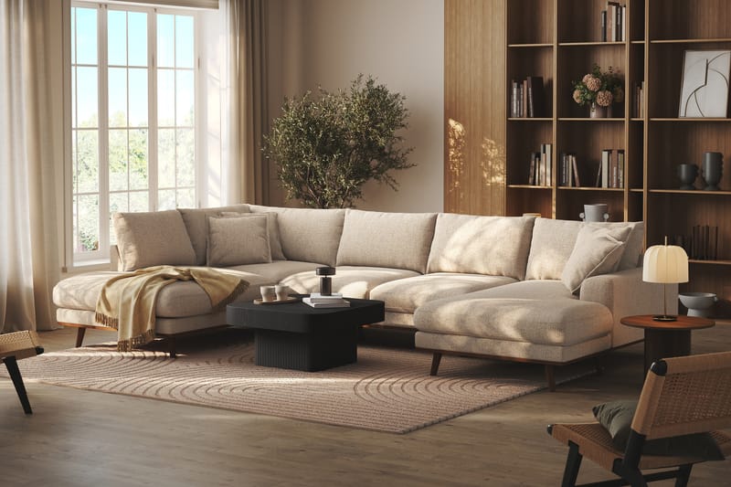 Copenhagen Premium 5-sits Vänstervänd U-formad Djup Soffa med Divan och Schäslong i Chenille - Beige - Möbler - Vardagsrum - Soffor - U-soffor