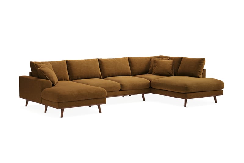 Copenhagen Premium 5-sits Vänstervänd U-formad Djup Soffa med Divan och Schäslong i Tyg - Senapsgul - Möbler - Vardagsrum - Soffor - U-soffor