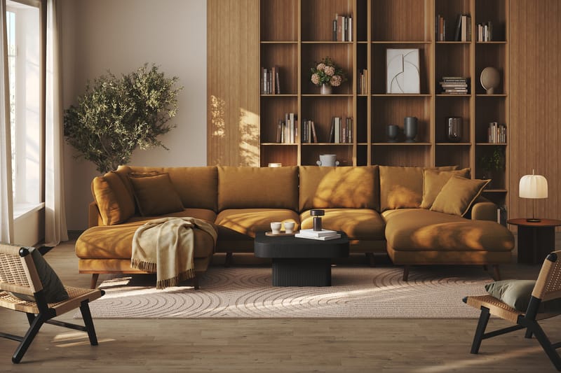 Copenhagen Premium 5-sits Vänstervänd U-formad Djup Soffa med Divan och Schäslong i Tyg - Senapsgul - Möbler - Vardagsrum - Soffor - U-soffor
