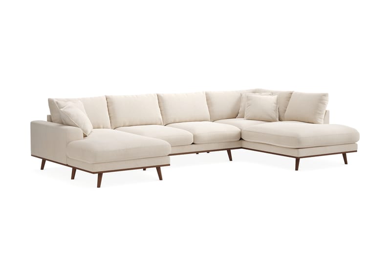 Copenhagen Premium 5-sits Högervänd U-formad Djup Soffa med Divan och Schäslong i Chenille - Ljusbeige - Möbler - Vardagsrum - Soffor - U-soffor