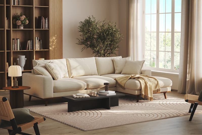 Copenhagen Premium 4-sits Högervänd L-formad Djup Divansoffa i Tyg - Beige - Möbler - Vardagsrum - Soffor - Divansoffa & schäslong