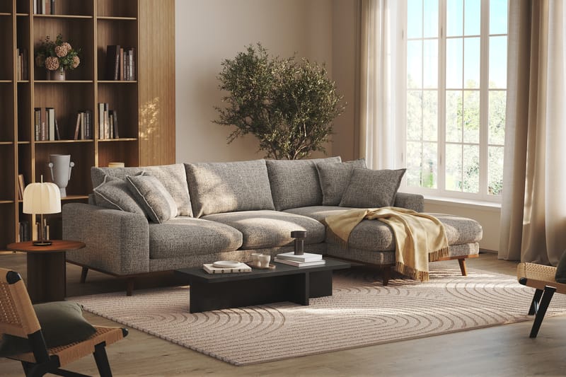 Copenhagen Premium 4-sits Högervänd L-formad Djup Divansoffa i Chenille - Grå - Möbler - Vardagsrum - Soffor - Divansoffa & schäslong