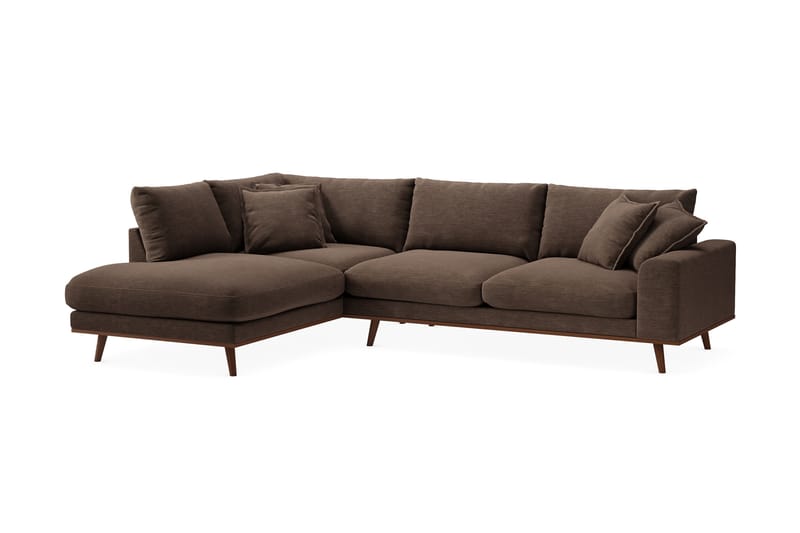 Copenhagen Premium 4-sits Vänstervänd L-formad Djup Schäslongsoffa i Tyg - Brun - Möbler - Vardagsrum - Soffor - Divansoffa & schäslong