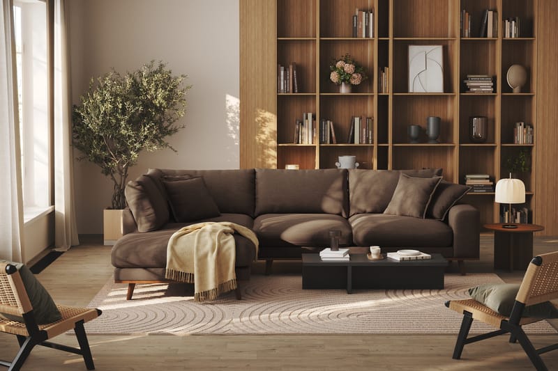 Copenhagen Premium 4-sits Vänstervänd L-formad Djup Schäslongsoffa i Tyg - Brun - Möbler - Vardagsrum - Soffor - Divansoffa & schäslong