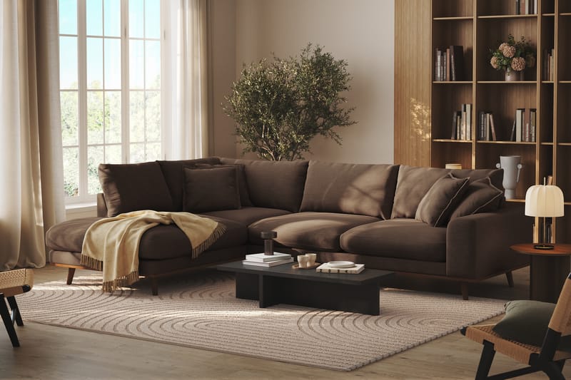 Copenhagen Premium 4-sits Vänstervänd L-formad Djup Schäslongsoffa i Tyg - Brun - Möbler - Vardagsrum - Soffor - Divansoffa & schäslong