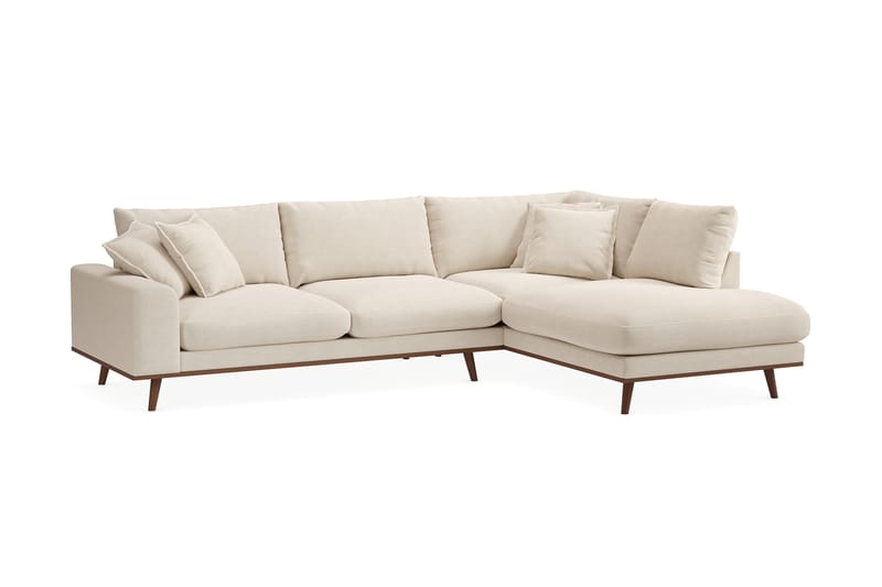 Copenhagen Premium 4-sits Högervänd L-formad Djup Schäslongsoffa i Tyg - Beige - Möbler - Vardagsrum - Soffor - Divansoffa & schäslong