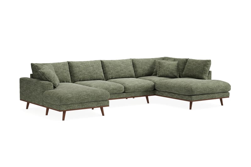 Copenhagen Premium 5-sits Högervänd U-formad Djup Soffa med Divan och Schäslong i Chenille - Grön - Möbler - Vardagsrum - Soffor - U-soffor
