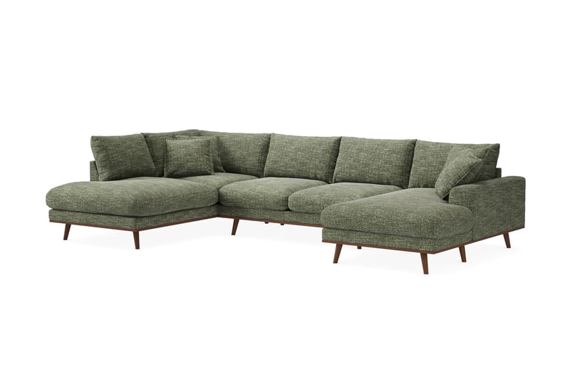 Copenhagen Premium 5-sits Vänstervänd U-formad Djup Soffa med Divan och Schäslong i Chenille - Grön - Möbler - Vardagsrum - Soffor - U-soffor