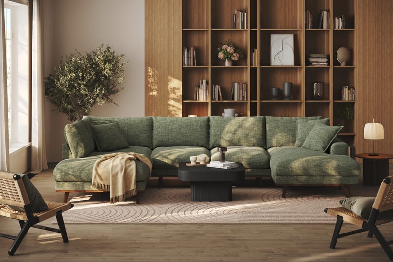 Copenhagen Premium 5-sits Vänstervänd U-formad Djup Soffa med Divan och Schäslong i Chenille - Grön - Möbler - Vardagsrum - Soffor - U-soffor