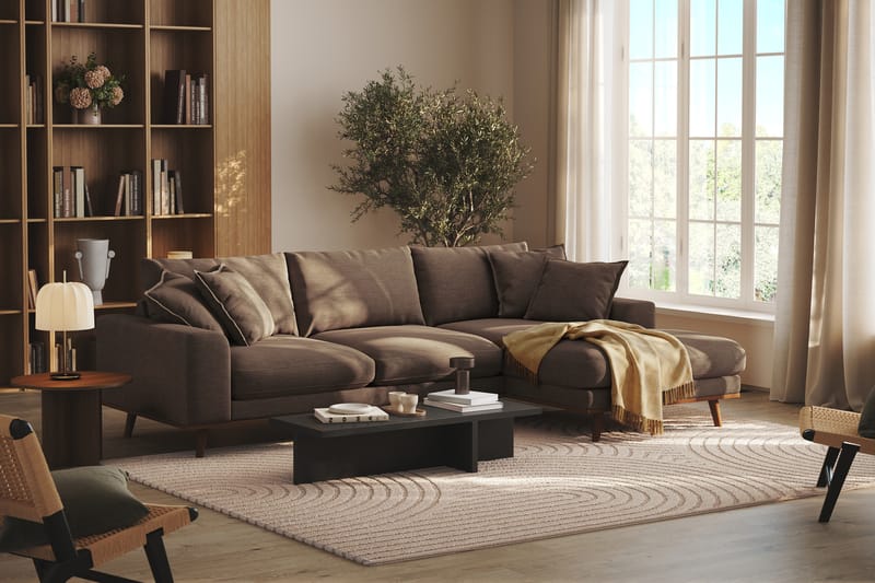 Copenhagen Premium 4-sits Högervänd L-formad Djup Divansoffa i Tyg - Brun - Möbler - Vardagsrum - Soffor - Divansoffa & schäslong