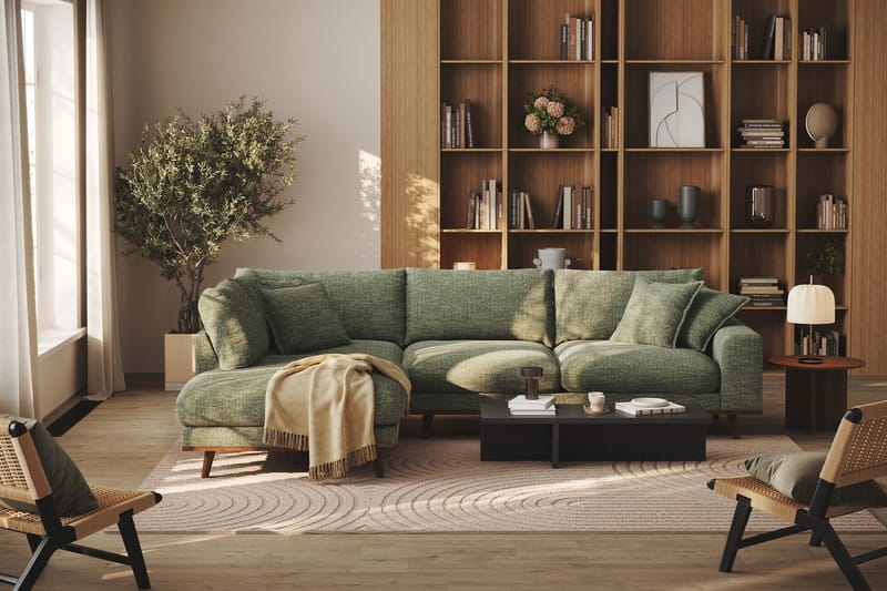 Copenhagen Premium 4-sits Vänstervänd L-formad Djup Schäslongsoffa i Chenille - Grön - Möbler - Vardagsrum - Soffor - Divansoffa & schäslong