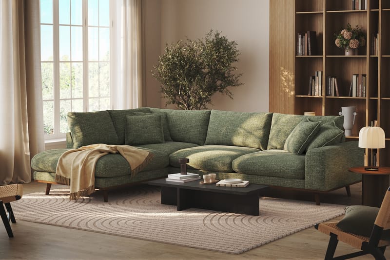 Copenhagen Premium 4-sits Vänstervänd L-formad Djup Schäslongsoffa i Chenille - Grön - Möbler - Vardagsrum - Soffor - Divansoffa & schäslong