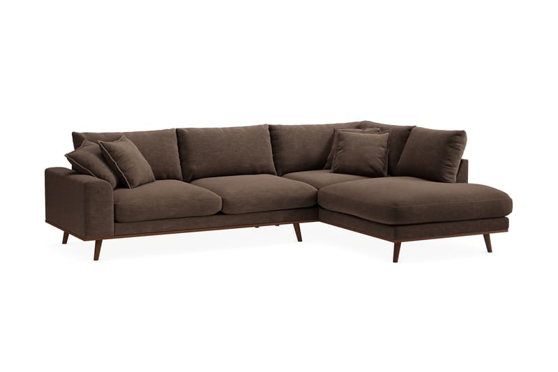 Copenhagen Premium 4-sits Högervänd L-formad Djup Schäslongsoffa i Tyg - Brun - Möbler - Vardagsrum - Soffor - Divansoffa & schäslong