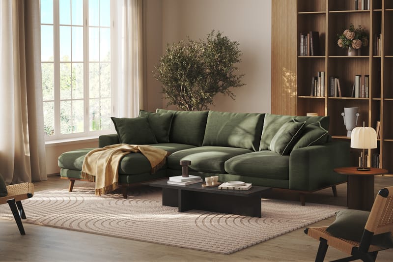 Copenhagen Premium 4-sits Vänstervänd L-formad Djup Divansoffa i Tyg - Grön - Möbler - Vardagsrum - Soffor - Divansoffa & schäslong